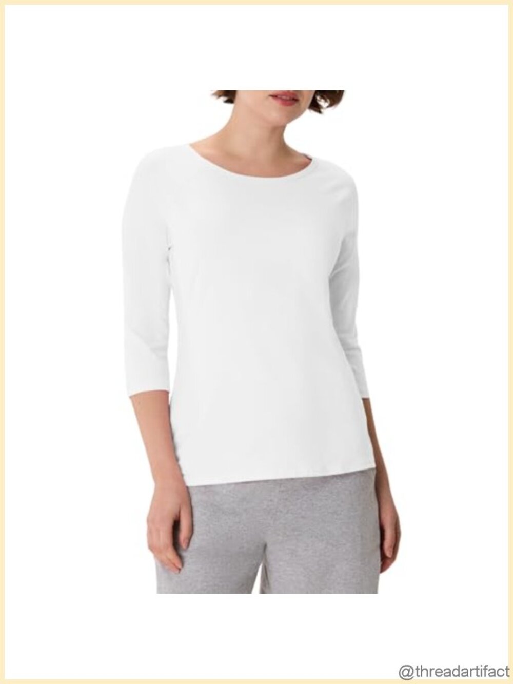 Raglan 3/4 Sleeve Scoop Neck Stretch Cotton Tee Casual Everyday Top